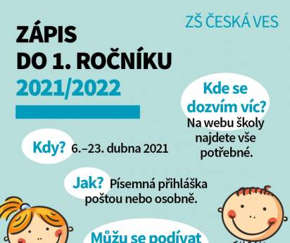 Zápis do 1. ročníku základní školy 2021/2022