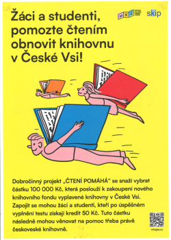 Čtení pomáhá, pomozte obnovit knihovnu v České Vsi!